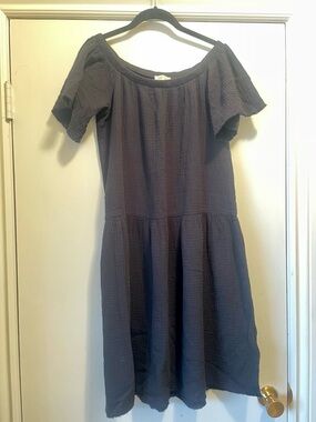 Textured Off-Shoulder Mini Dress in Black